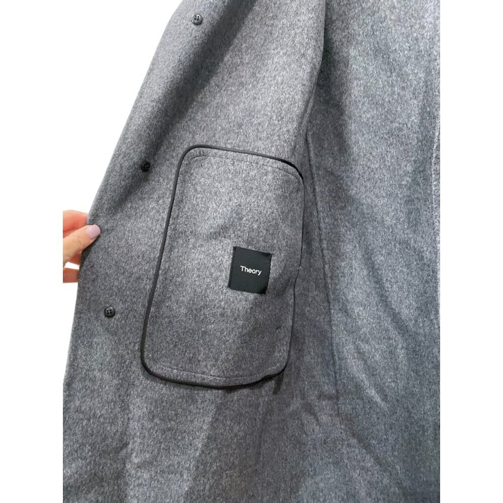 NWT THEORY Wool Cashmere Long Coat Delancey Double Faced Tailored Grey Winter - Picture 14 of 16